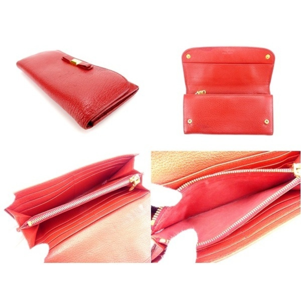 Miu Miu Long Wallet Ribbon Motif Red - image 6